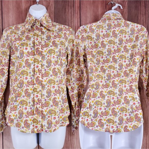 ETRO Milano Womens Size 40 US Small Paisley LS Button Up Shirt Made in Italy - Picture 1 of 14